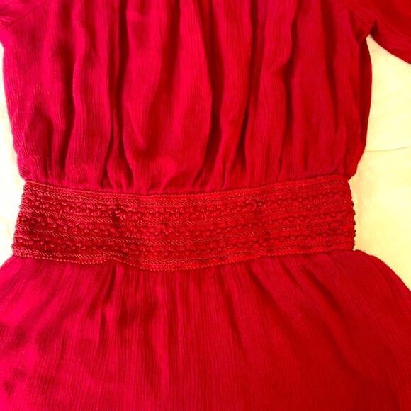 Purple Snow Burgundy Red 3/4 Sleeve Cold Shoulder Crinkle Romper Lined Sz S Vid - Picture 8 of 16